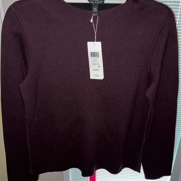 Eileen Fisher Funnel Neck Sweater Casis Size XXS 19” B x 24” L - Picture 14 of 16